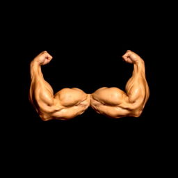 A striking wallpaper featuring a strong muscular arm in the center, set against a solid black background