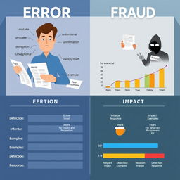 A detailed visual representation comparing 'Error' and 'Fraud' across various dimensions