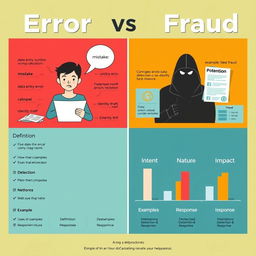A detailed visual representation comparing 'Error' and 'Fraud' across various dimensions