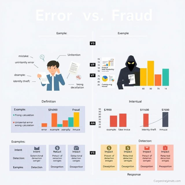 A detailed visual representation comparing 'Error' and 'Fraud' across various dimensions