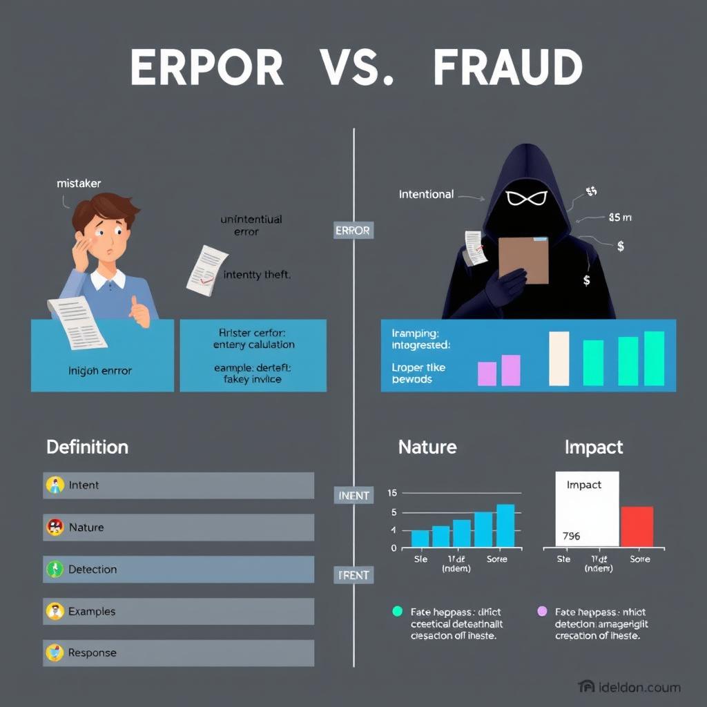 A detailed visual representation comparing 'Error' and 'Fraud' across various dimensions