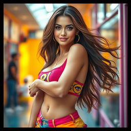 A stunningly attractive woman with an amazing physique, exuding confidence and beauty