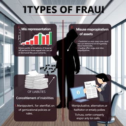 A detailed infographic illustrating the different types of fraud in a corporate setting