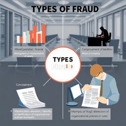 A detailed infographic illustrating the different types of fraud in a corporate setting