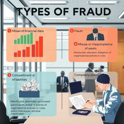 A detailed infographic illustrating the different types of fraud in a corporate setting