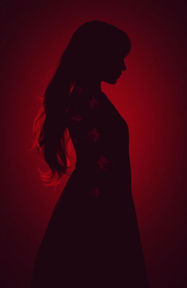 A silhouette of a red girl, her inner form reveals a dark world representing the state of her soul