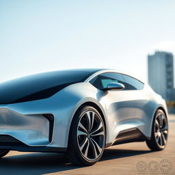 A stylish electric sedan, showcasing a sleek and aerodynamic design that embodies modern technology and sustainability