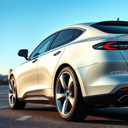A stylish electric sedan, showcasing a sleek and aerodynamic design that embodies modern technology and sustainability