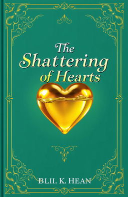 A sea green book cover featuring the title text "The Shattering of Hearts" prominently displayed