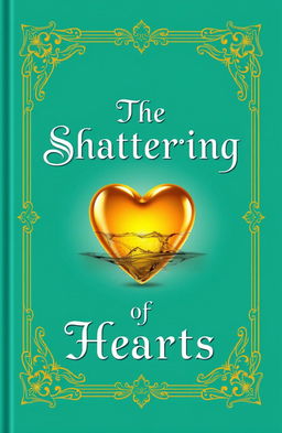 A sea green book cover featuring the title text "The Shattering of Hearts" prominently displayed