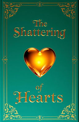 A sea green book cover featuring the title text "The Shattering of Hearts" prominently displayed