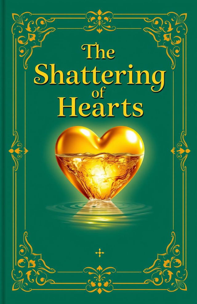 A sea green book cover featuring the title text "The Shattering of Hearts" prominently displayed