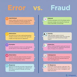 A detailed infographic comparing and contrasting 'Error' and 'Fraud':
1