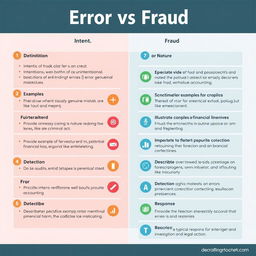 A detailed infographic comparing and contrasting 'Error' and 'Fraud':
1