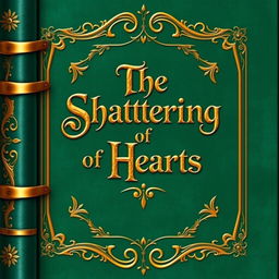 An enchanting seagreen book cover inspired by Tolkien's elven aesthetics, featuring ornate gold details elegantly wrapping around the corners and edges of the cover