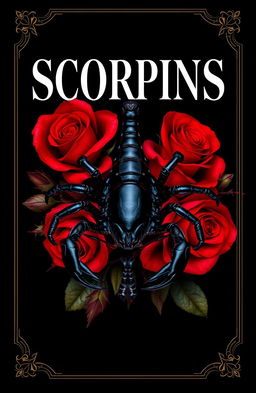 A stunning cover design featuring a large black scorpion prominently displayed at the center