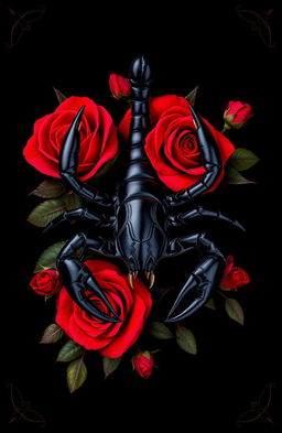 A stunning cover design featuring a large black scorpion prominently displayed at the center