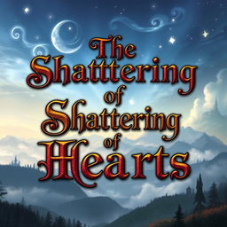 A captivating fantasy book cover featuring the title "The Shattering of Hearts" prominently displayed