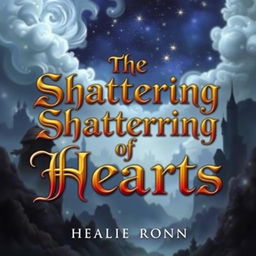 A captivating fantasy book cover featuring the title "The Shattering of Hearts" prominently displayed