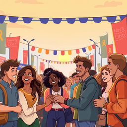 A vibrant illustration depicting the concept of empathy and solidarity among people