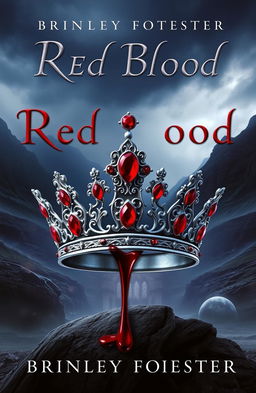 A realistic fantasy book cover featuring an ornate silver crown adorned with red gems, positioned prominently in the center