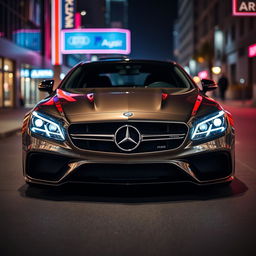 A customized Mercedes CLS car body featuring the headlights from an Audi RS6