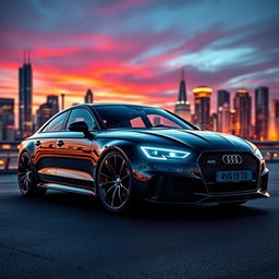 A stunning digital artwork featuring the body of an Audi RS6 seamlessly integrated with the headlights of a Mercedes CLS