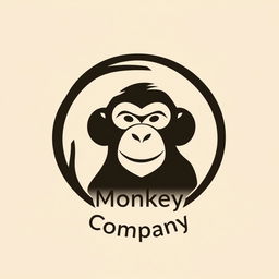 A minimalist logo featuring a sleek, stylized silhouette of a monkey's head