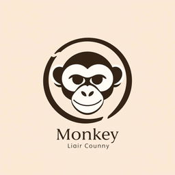 A minimalist logo featuring a sleek, stylized silhouette of a monkey's head