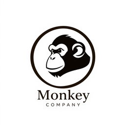 A minimalist logo featuring a sleek, stylized silhouette of a monkey's head