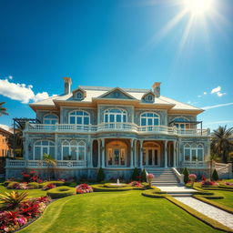 A luxurious and grand house designed entirely from one-hundred thousand-dollar bills