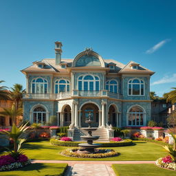 A luxurious and grand house designed entirely from one-hundred thousand-dollar bills
