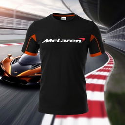 A stylish McLaren t-shirt featuring the iconic McLaren logo prominently displayed on the chest