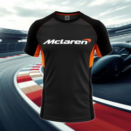 A stylish McLaren t-shirt featuring the iconic McLaren logo prominently displayed on the chest