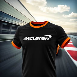 A stylish McLaren t-shirt featuring the iconic McLaren logo prominently displayed on the chest