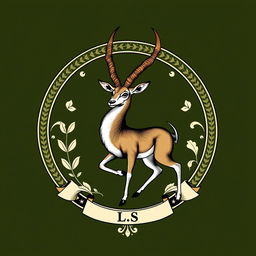 A beautifully designed coat of arms featuring a gazelle