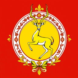 A beautifully designed coat of arms featuring a gazelle