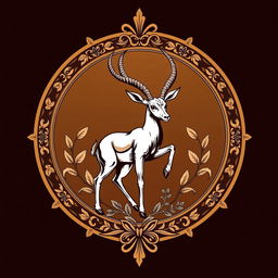 A beautifully designed coat of arms featuring a gazelle