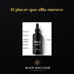 Create an elegant and attractive Instagram post design for a product called 'Maca Negra'