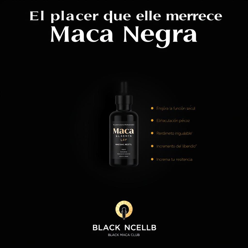 Create an elegant and attractive Instagram post design for a product called 'Maca Negra'