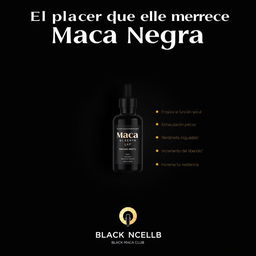 Create an elegant and attractive Instagram post design for a product called 'Maca Negra'