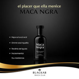 Create an elegant and attractive Instagram post design for a product called 'Maca Negra'