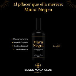 Create an elegant and attractive Instagram post design for a product called 'Maca Negra'