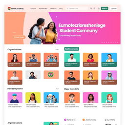A modern and visually appealing website design for a student organizations information portal