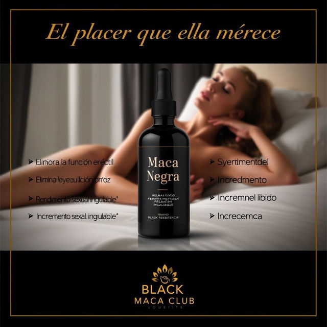 Create an elegant and attractive Instagram post design for a product called 'Maca Negra'