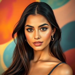 A stunning portrait of Manar El Sabagh, showcasing her beautiful features and captivating presence