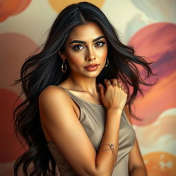 A stunning portrait of Manar El Sabagh, showcasing her beautiful features and captivating presence