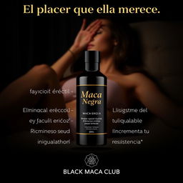 Design a highly discreet and elegant Instagram post for a product called 'Maca Negra'