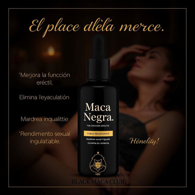 Design a highly discreet and elegant Instagram post for a product called 'Maca Negra'