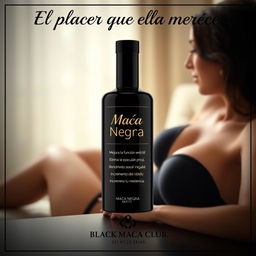 Design a highly discreet and elegant Instagram post for a product called 'Maca Negra'